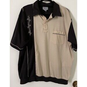 VTG 80’s WINDHAM POINTE Shirt Black Tan Men’s XL (L) Retro Bowling Pocket Detail